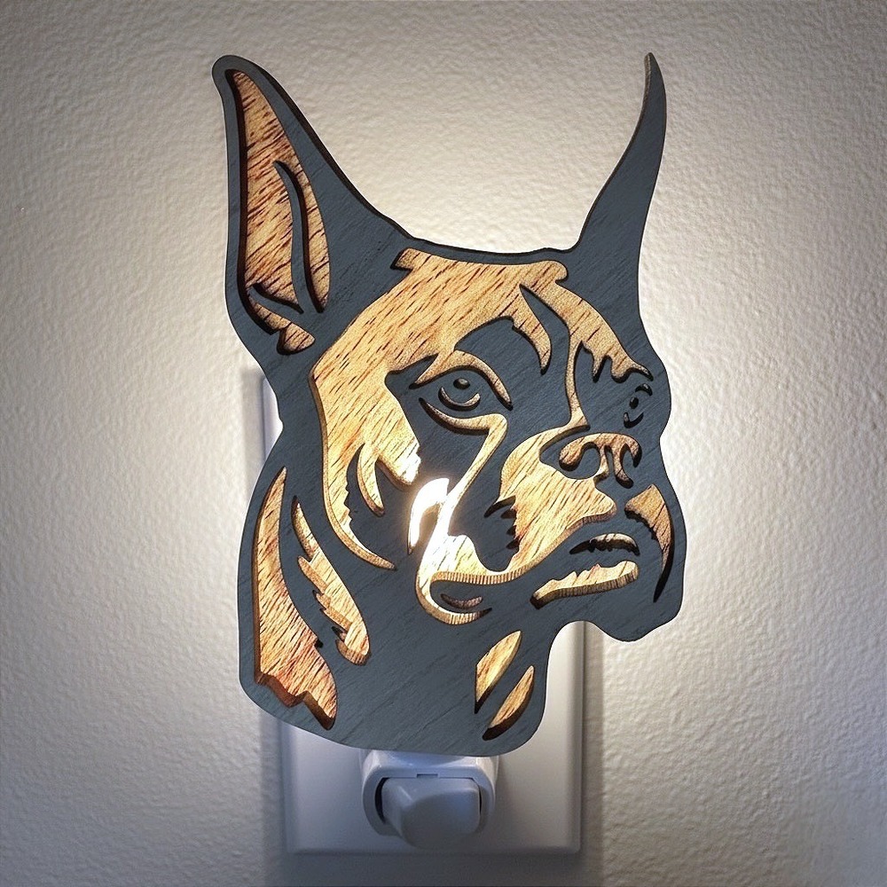 Boxer Dog Head Handmade Night Light Plug In Wall Decor Accent Lamp - Picture 3 of 7